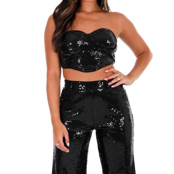 NEW MAIN STRIP still shining sequin bra tube top in black - Picture 1 of 5